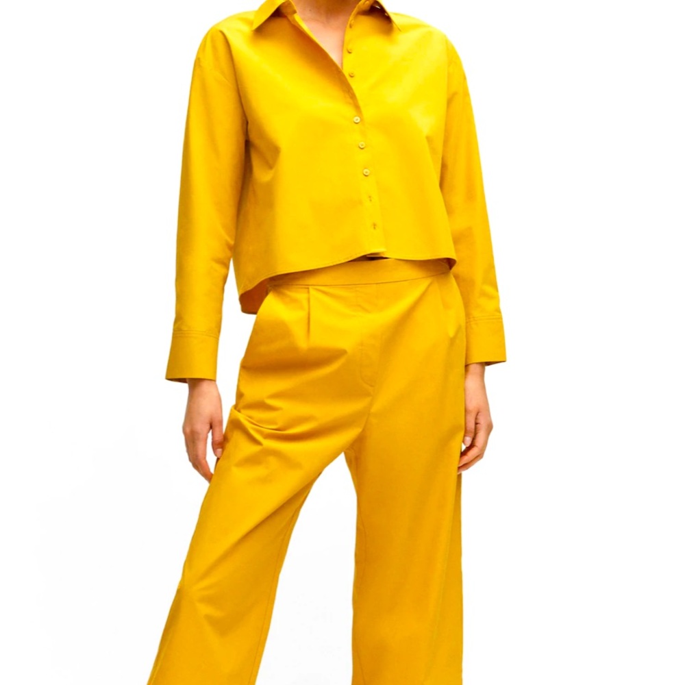 Yellow semi cropped blouse from Mango.